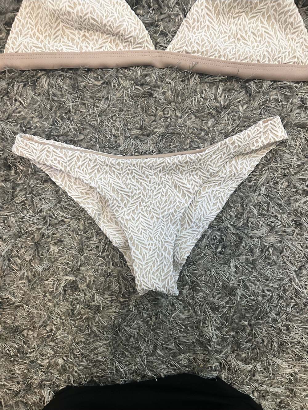 Bromelia Textured Beige & White Bikini Bottom